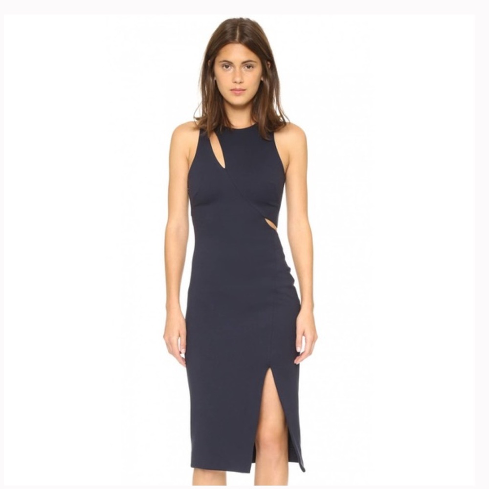 N/ NICHOLAS Ponte Curve Splice Dress Sleeveless Cutout Mid